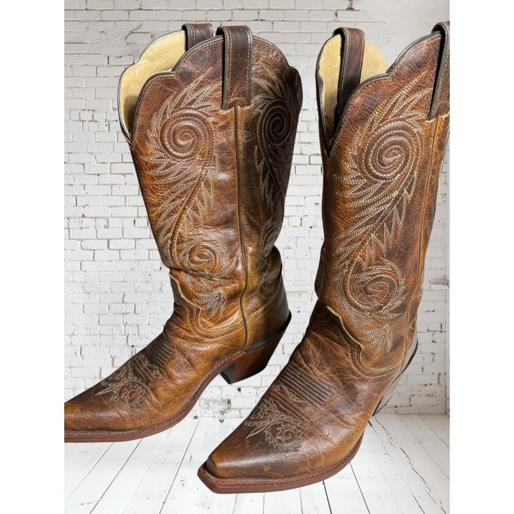 Justin L4332 Women's size 7 B Western Cowgirl Damiana Leather Snipped Toe Boots - Picture 8 of 16